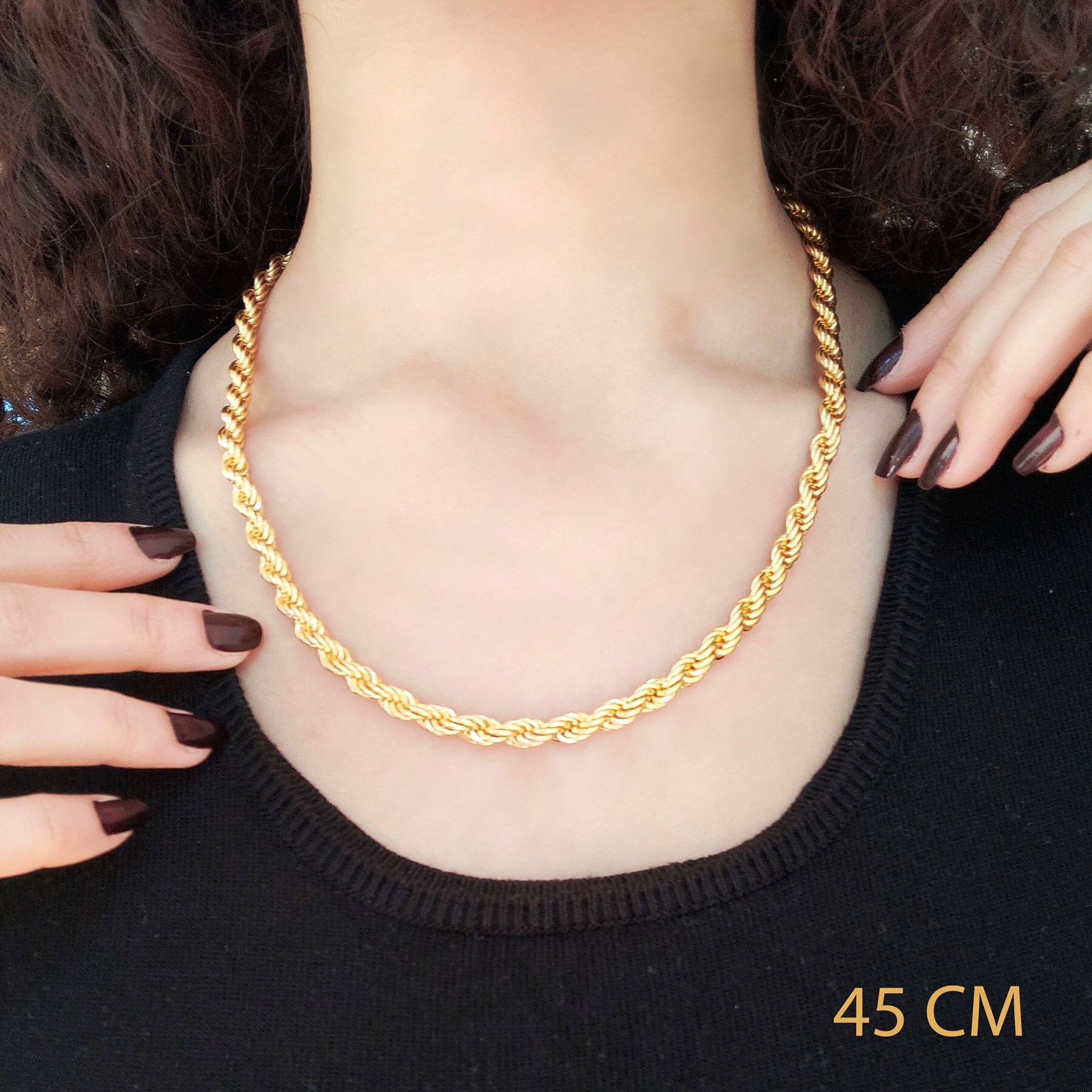 BZ Altın Kaplama 6mm Kalın Burgu Zincir ZN-131