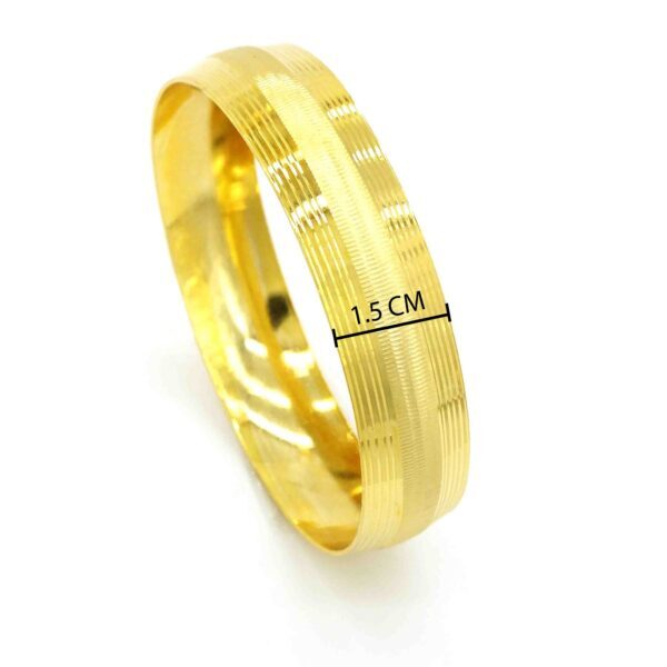 BZ Altın Kaplama Dikey Çizgili Bilezik 15 mm Kalınlık BLZ-1104