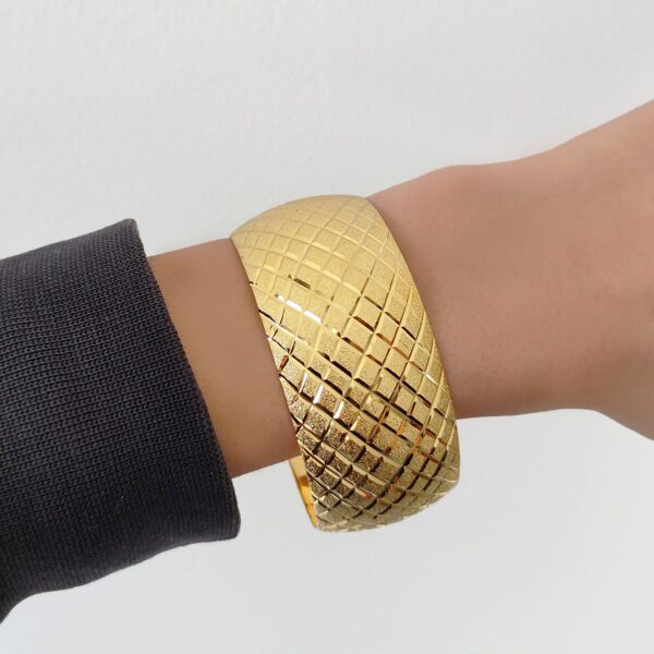 Altın Kaplama İmitasyon Bilezik Baklava Desenli 30mm Mega - BLZ-1139