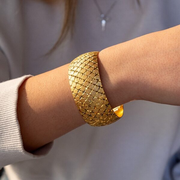 Altın Kaplama İmitasyon Bilezik Baklava Desenli 30mm Mega - BLZ-1139