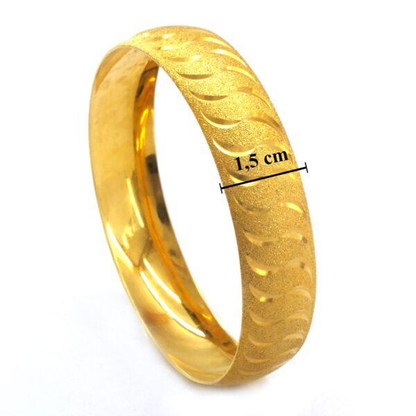 İmitasyon Bilezik Altın Kaplama Simli Çizgili 15 mm BLZ-3056