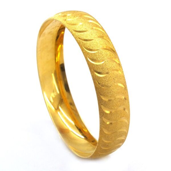 İmitasyon Bilezik Altın Kaplama Simli Çizgili 15 mm BLZ-3056