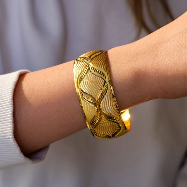 Altın Kaplama İmitasyon Bilezik Dalgalı Model 3 cm - BLZ-3084