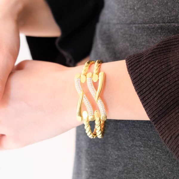 BZ Altın Kaplama Kaburga Kelepçe Burma İki Kollu Çelik Kelepçe BLZ-500