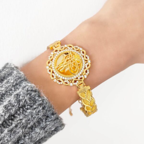 BZ Altın Kaplama Kelepçe Tuğralı Kelepçe Bilezik BLZ-251