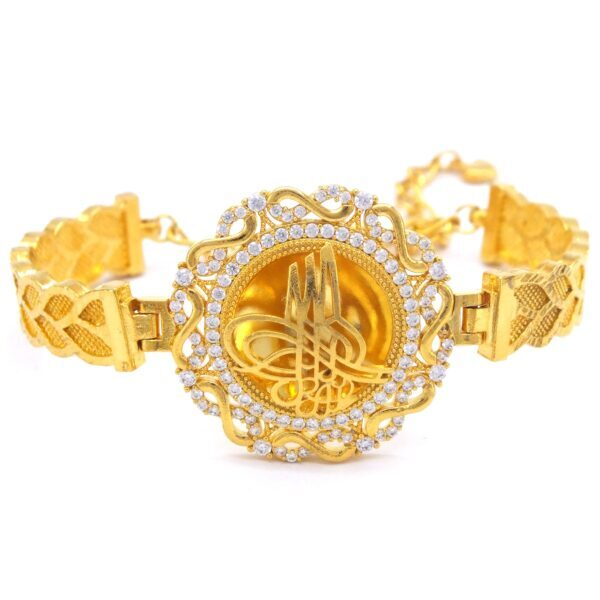 BZ Altın Kaplama Kelepçe Tuğralı Kelepçe Bilezik BLZ-251