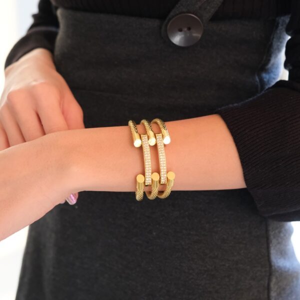 BZ Altın Kaplama Kaburga Kelepçe 3 Kollu 2 Sıra Çelik Kelepçe KB-117