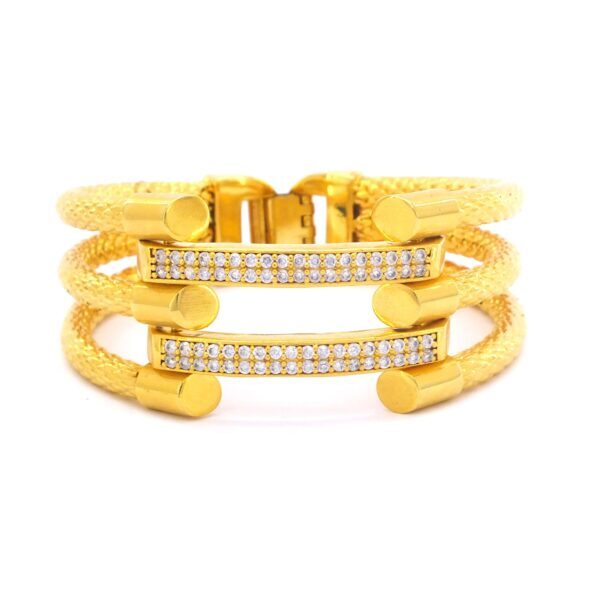 BZ Altın Kaplama Kaburga Kelepçe 3 Kollu 2 Sıra Çelik Kelepçe KB-117