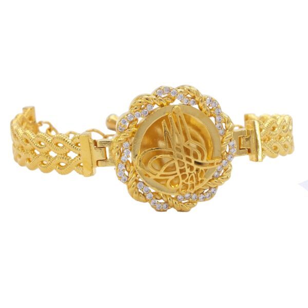 BZ Altın Kaplama Kelepçe Örgü Tuğralı Kelepçe Bilezik BLZ-250