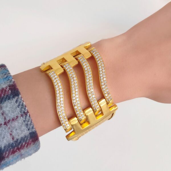 BZ Altın Kaplama Kaburga Kelepçe Dört Sıra Çelik Kelepçe KB-124