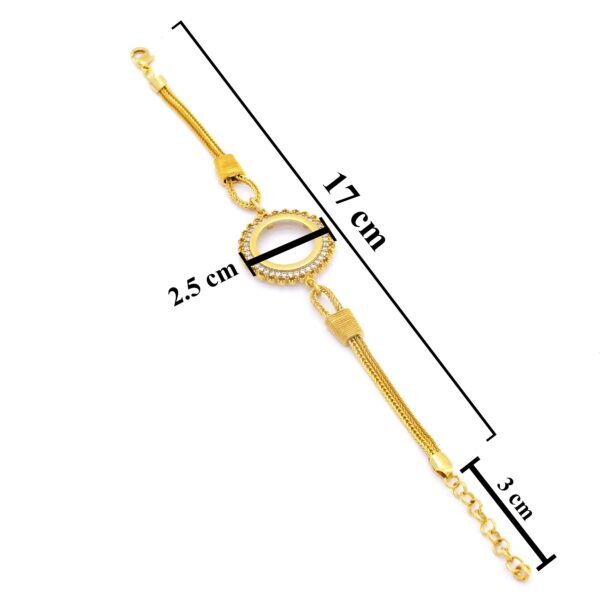 BZ Altın Kaplama Çeyrek Çerçevesi Bileklik Zirkon Taşlı BLK-746