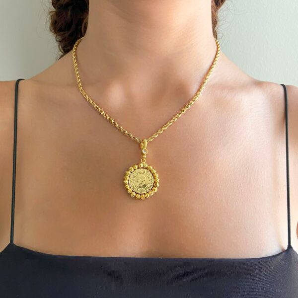 BZ Altın Kaplama Kolye Dorikalı Çeyrek Altınlı Kolye Ucu TGR-580