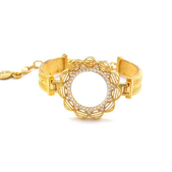 BZ Altın Kaplama Kelepçe Çeyrek Çerçeve Bilezik BLZ-502