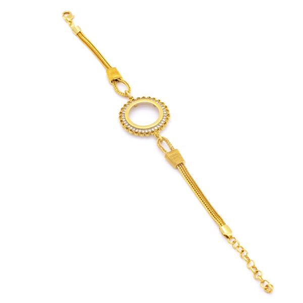 BZ Altın Kaplama Çeyrek Çerçevesi Bileklik Zirkon Taşlı BLK-746