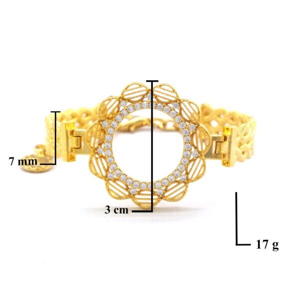 BZ Altın Kaplama Kelepçe Örgü Kollu Çeyrek Çerçeve Bilezik BLZ-499