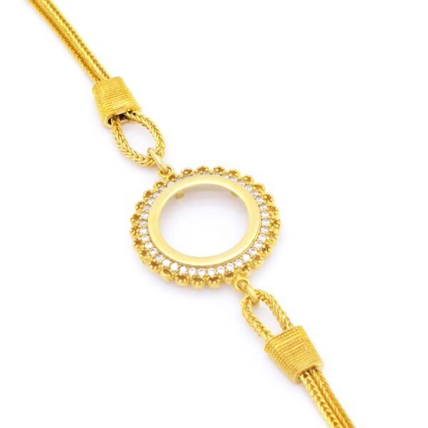 BZ Altın Kaplama Çeyrek Çerçevesi Bileklik Zirkon Taşlı BLK-746