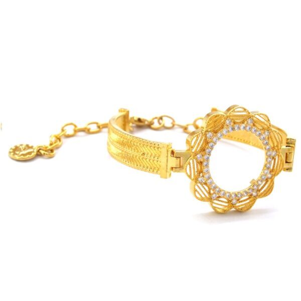 BZ Altın Kaplama Kelepçe Çeyrek Çerçeve Bilezik BLZ-502