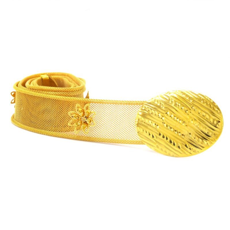 BZ İmitasyon Altın Kemer Hasır Çiçek Modelli İşlemeli Kemer KMR-108