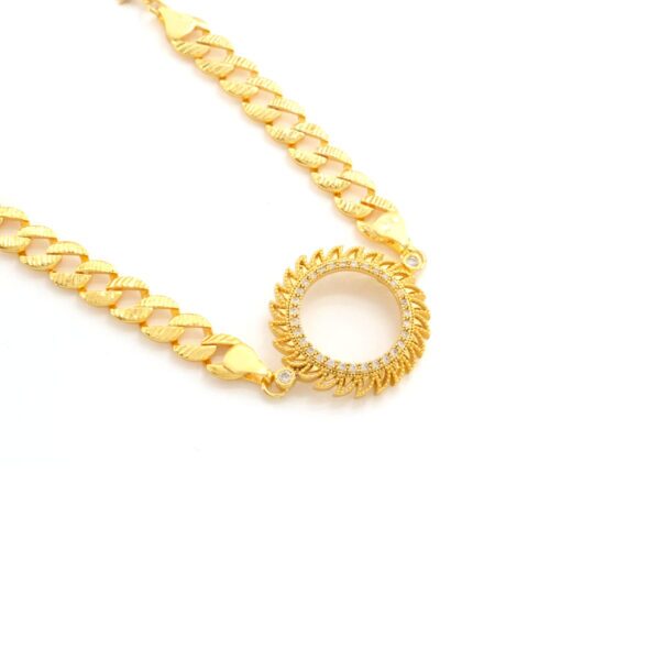 Yarım Altın Çerçeve Bileklik Çelik Altın Kaplama Figaro Güneş Model BLK-1086