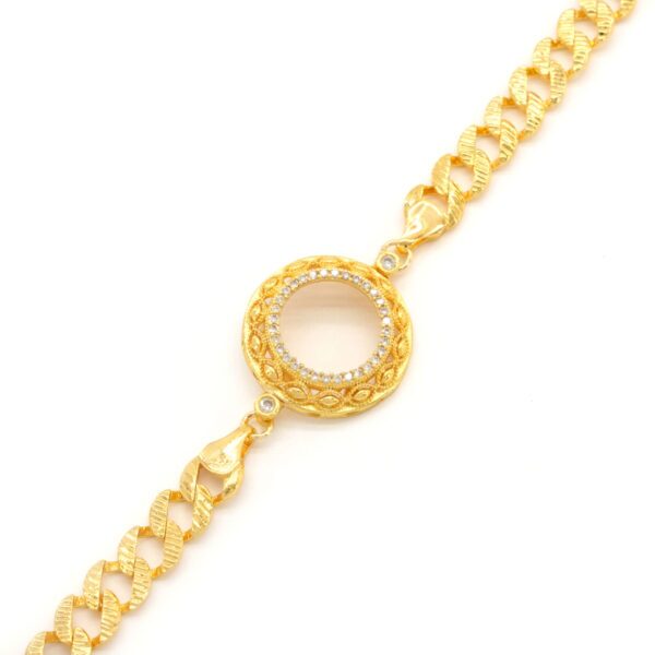 Alternative view of Yarım Altın Çerçeve Bileklik Çelik Altın Kaplama İşlemeli Figaro Model BLK-1093