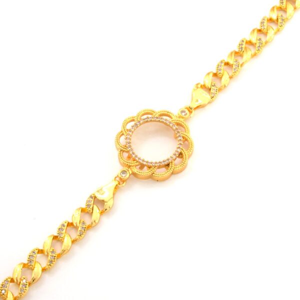 Alternative view of Çeyrek Altın Çerçeve Bileklik Çelik Altın Kaplama Çiçek Figaro Model BLK-1092