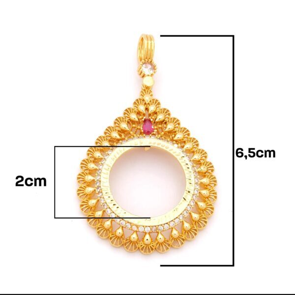 Alternative view of Yarım Altın Çerçeveli Kolye Ucu Altın Kaplama İşlemeli TGR-636