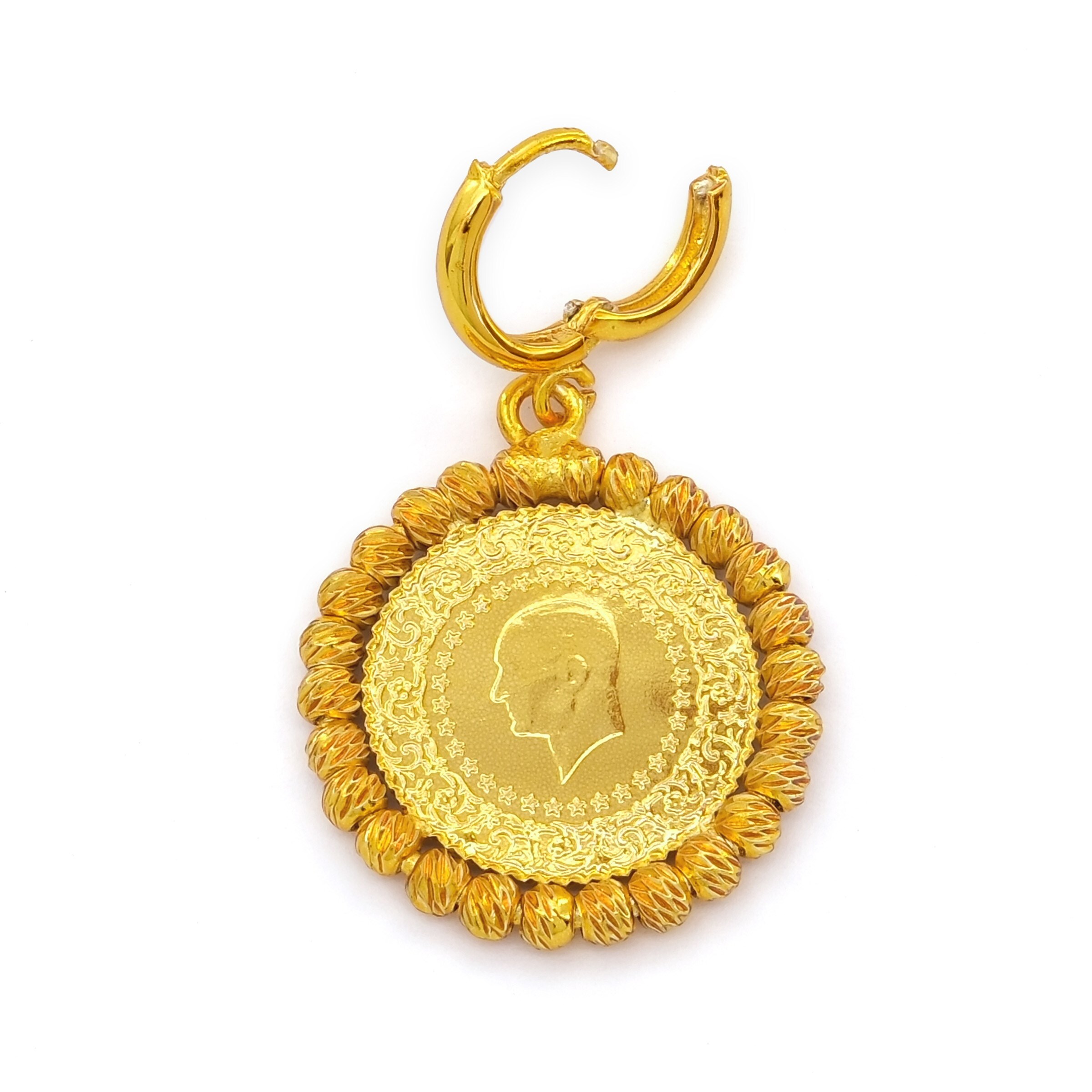 Altın Kaplama Dorikalı Çeyrekli Küpe UNK-823 - Görsel 2