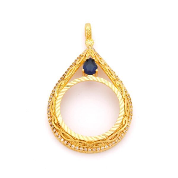 Tam Altın Çerçeveli Kolye​ Ucu Altın Kaplama Desenli TGR-596