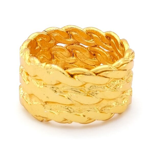 Alternative view of Çelik Yüzük Kadın Altın Kaplama 3 Sıra Adana Burma Model YZK-506