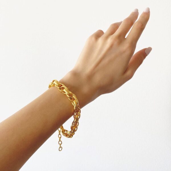 Alternative view of Altın Kaplama Samanyolu Oval Halka Geçişli Şık Kadın Bileklik BLK-488