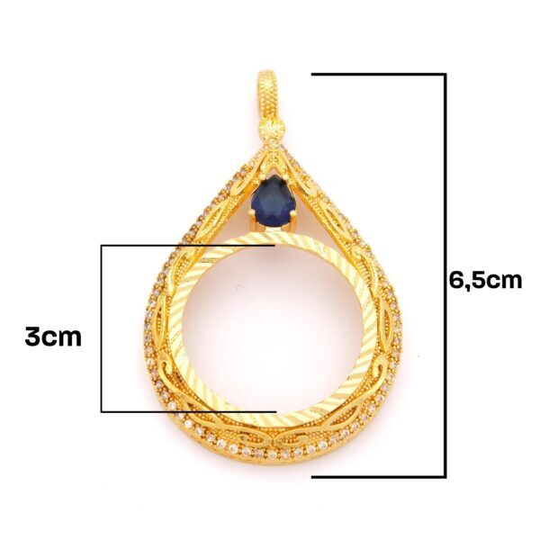 Alternative view of Tam Altın Çerçeveli Kolye​ Ucu Altın Kaplama Desenli TGR-596