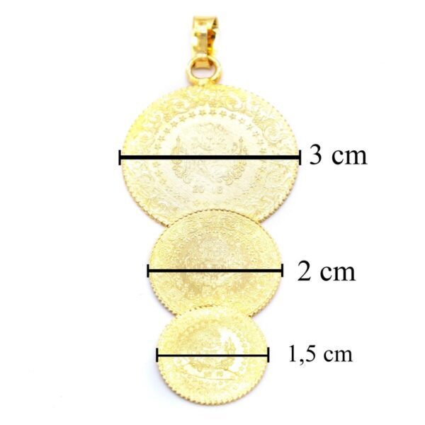 Alternative view of Altın Kaplama Tam Yarım Çeyrek Altın Üçlü Kolye Ucu TGR-585