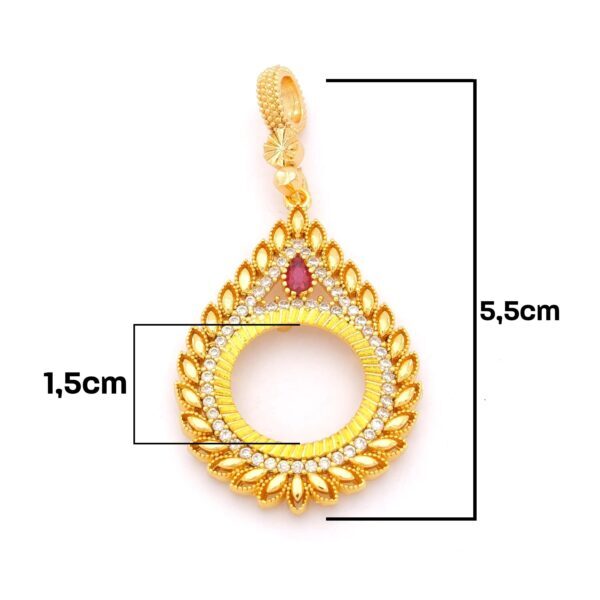 Alternative view of Çeyrek Altın Çerçeveli Kolye Ucu Altın Kaplama TGR-645