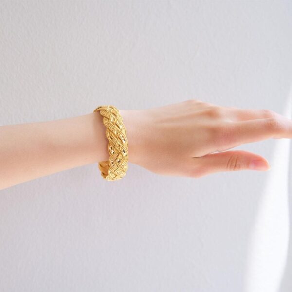 Alternative view of Altın Kaplama Kalın Işıltılı Örgü Bilezik BLZ-3093