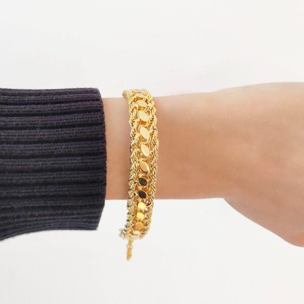 Alternative view of Altın Kaplama Burgu Zincir Ve Arpa Zincir Kadın Bileklik BLK-155