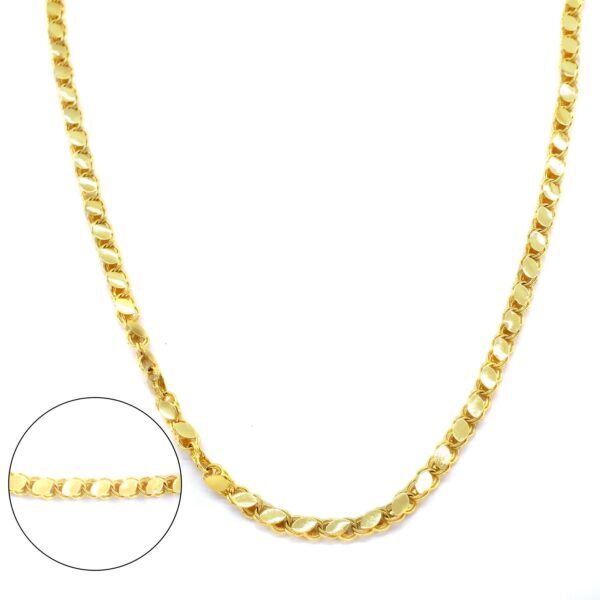 BZ Altın Kaplama Zincir 5mm Arpa Tanesi Çelik Zincir Kolye ZN-119