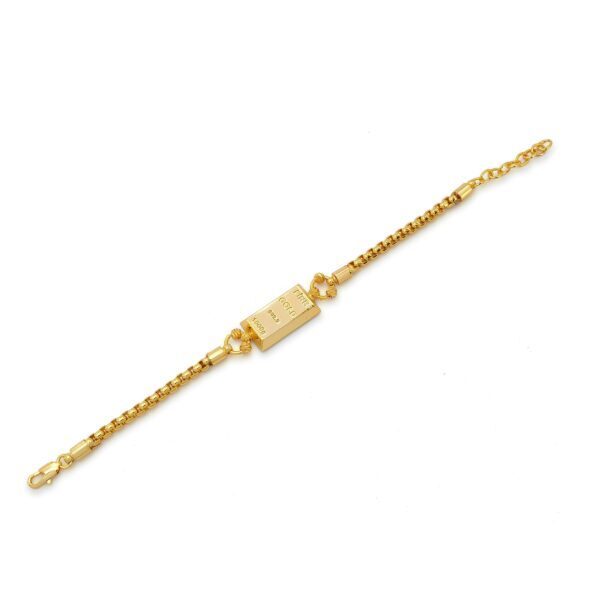 Alternative view of İmitasyon Altın Kaplama Çizgili Figaro Desenli Külçe Bileklik BLK-1156