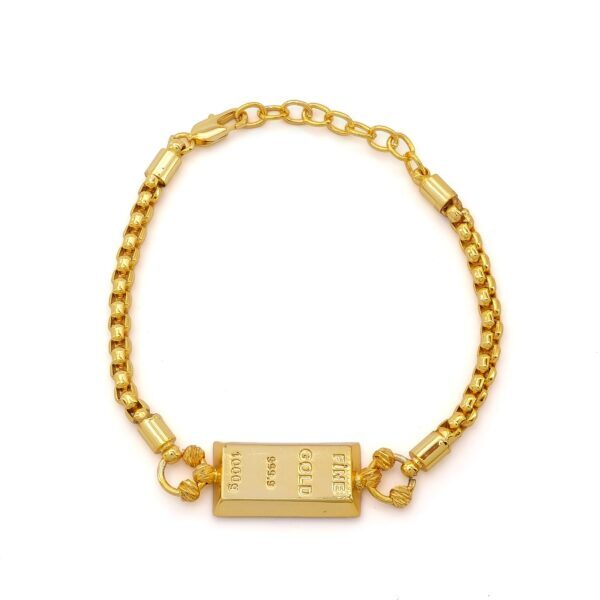 İmitasyon Altın Kaplama Çizgili Figaro Desenli Külçe Bileklik BLK-1156