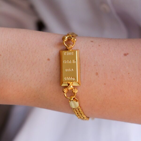 Alternative view of İmitasyon Altın Kaplama Hazır Zincir Desenli  Külçe Bileklik BLK-1152