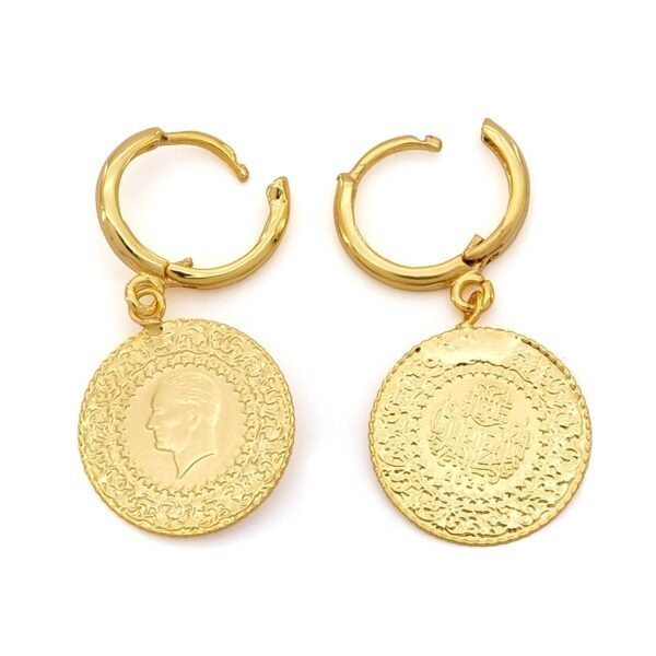 Altın Kaplama Küpe İmitasyon Çeyrek Altınlı UNK-351