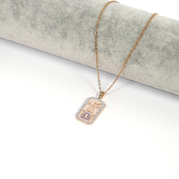 Alternative view of Çelik Kolye, Altın Kaplama Terazi Burcu Kadın Kolye K-112