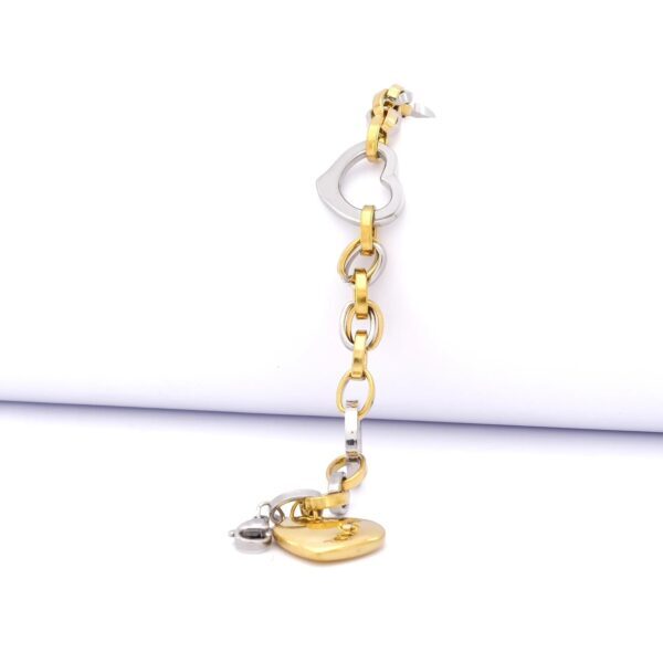 Çift Renkli Kalp Figür Zincir Model Kadın Bileklik BLK-1024