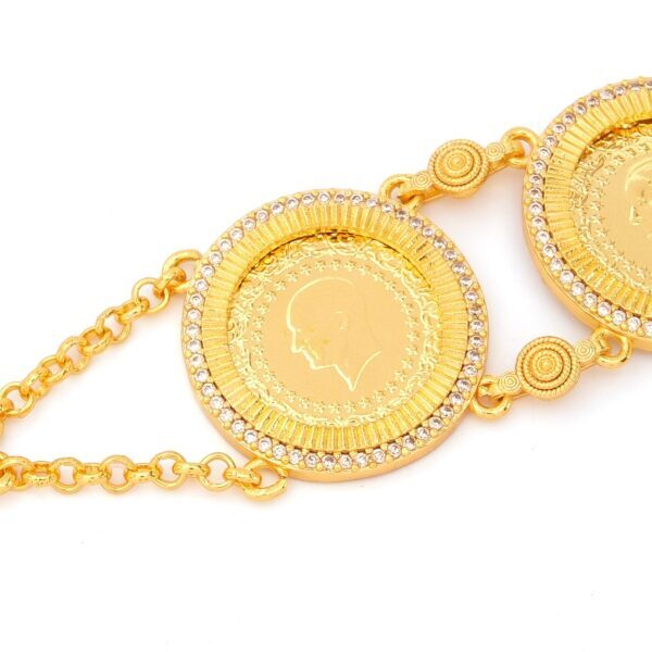 Alternative view of Altın Kaplama İmitasyon Zirkon Taşlı İki Çeyrek Altınlı Bileklik BLK-1187