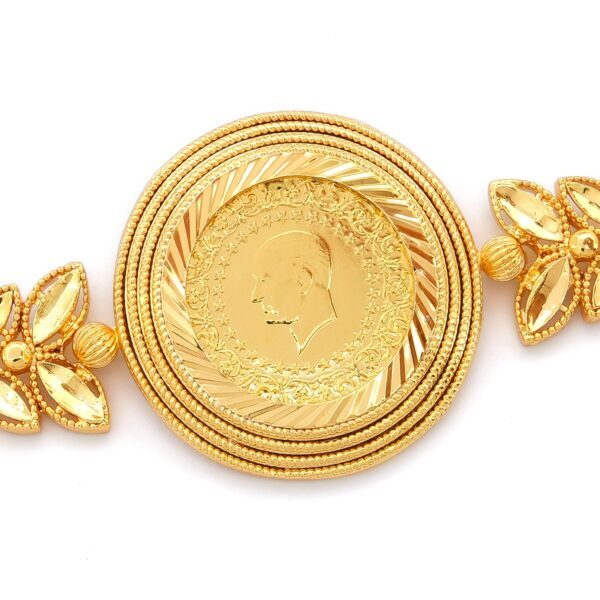 Alternative view of Altın Kaplama İmitasyon Çiçek Desenli Yarım Altınlı Bileklik BLK-1199