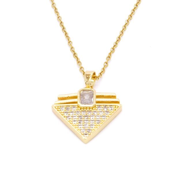 Alternative view of Çelik Kolye, Altın Kaplama Üçgen Kadın Kolye K-126