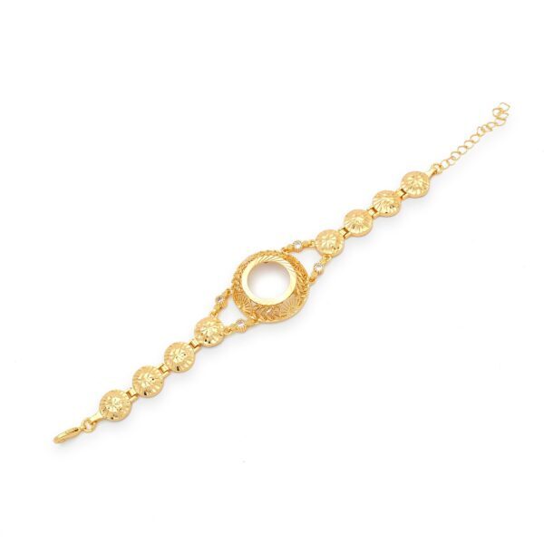 Altın Kaplama İmitasyon Çiçek Desenli Çeyrekli Çerçeve Bileklik BLK-1195