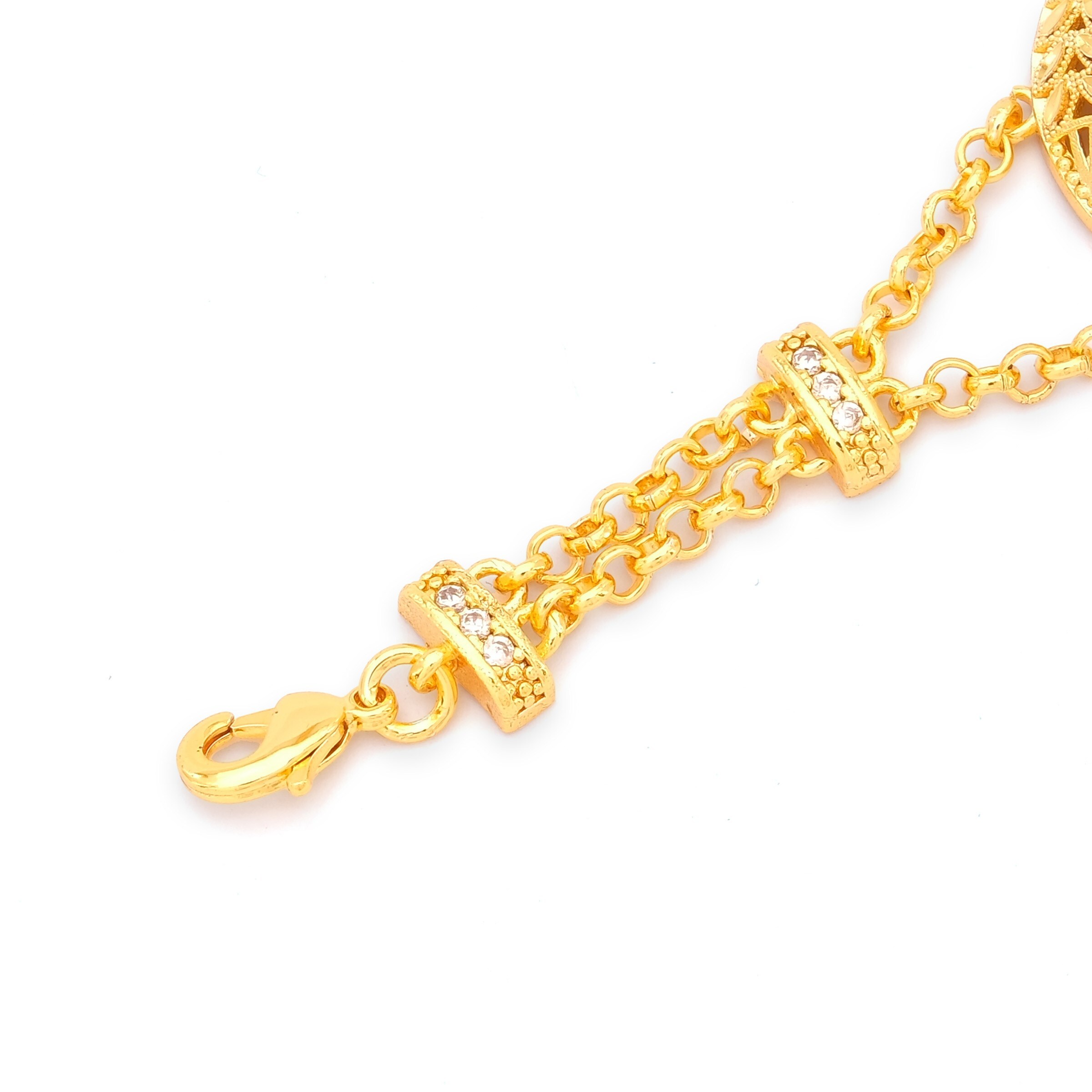 Altın Kaplama İmitasyon Çiçek Desenli Üç Çeyrek Altınlı Bileklik BLK-1181 - Görsel 3