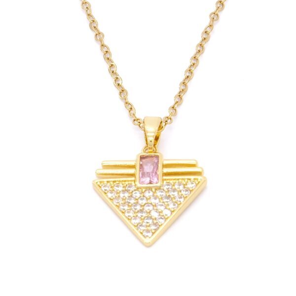 Çelik Kolye, Altın Kaplama Üçgen Kadın Kolye K-127