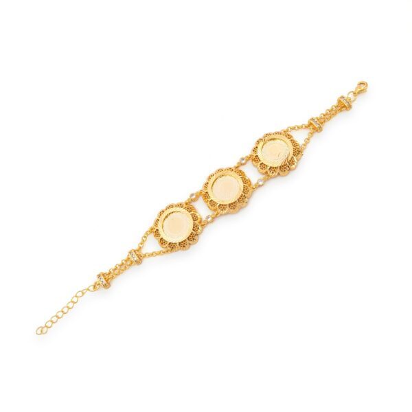 Altın Kaplama İmitasyon Çiçek Desenli Üç Çeyrek Altınlı Bileklik BLK-1221