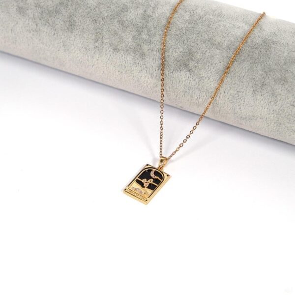 Alternative view of Çelik Kolye, Ay Kolye Altın Kaplama, Kadın Kolye K-131